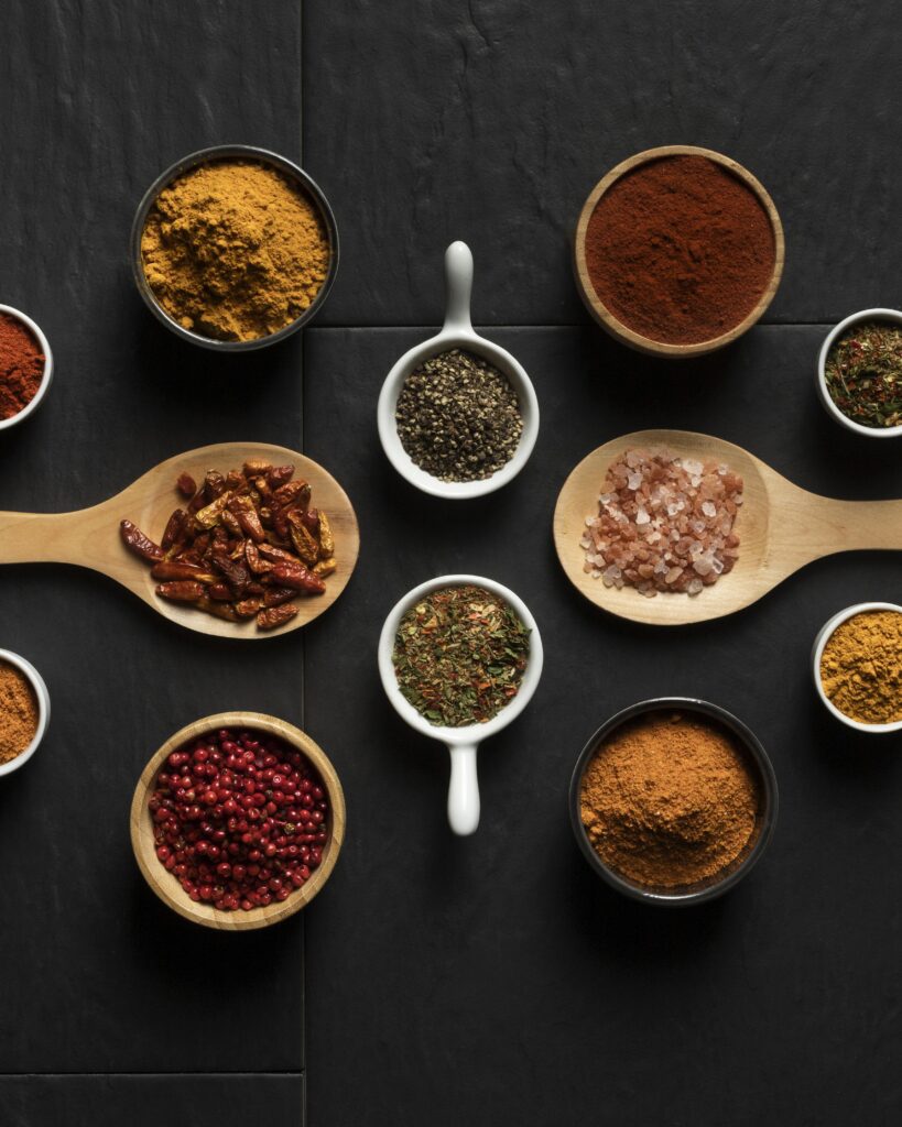 seasoning spices table